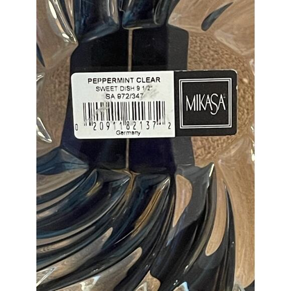 Vintage Mikasa Clear Peppermint Swirl 9 1/2" Lead Crystal Serving Plate, NWOT - Picture 5 of 6